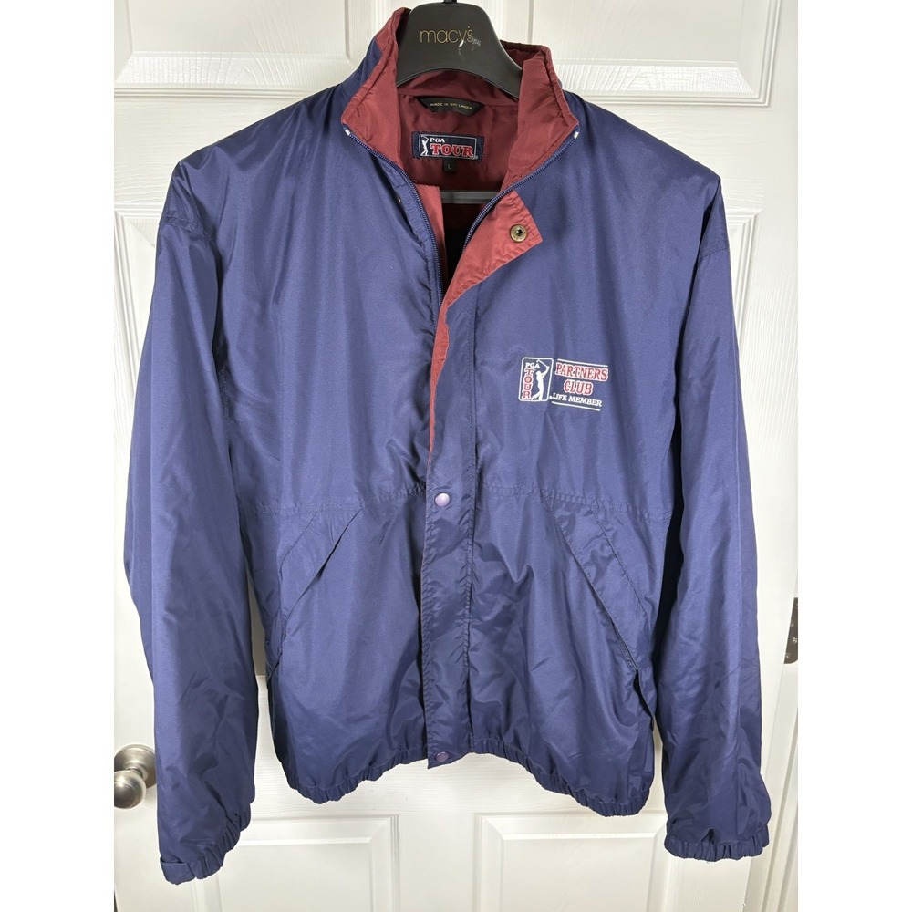 Vintage PGA Tour Partners Club Life Member Jacket L Navy Blue Windbreaker